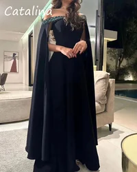 Elegant Green Beaded Evening Dress Off Shoulder Sequins Wedding Dress Ankle-Length Fashion A-line Arabia Formal Party Dress