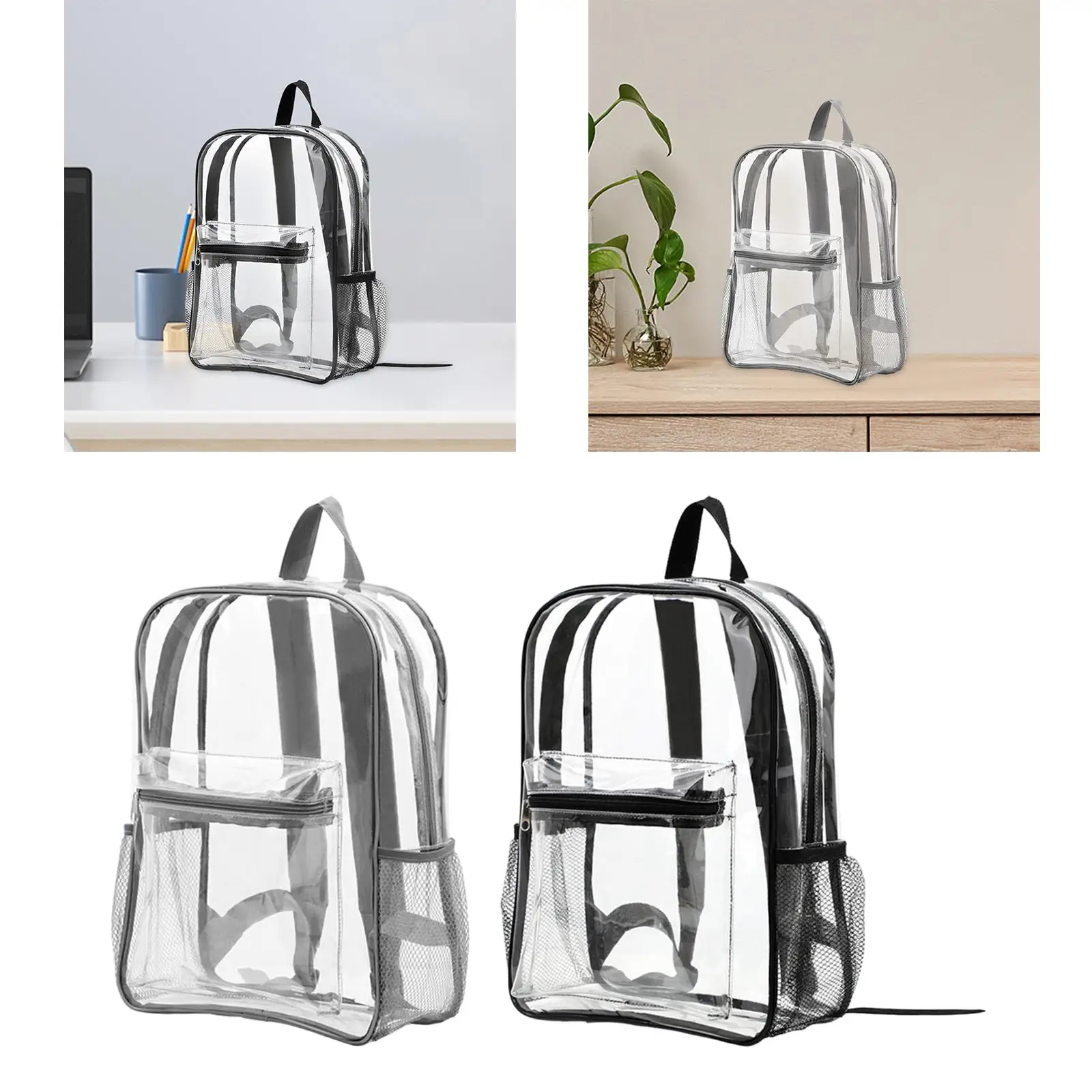 PVC Clear Backpack Waterproof Clear Bookbag for Teenager Unisex Students