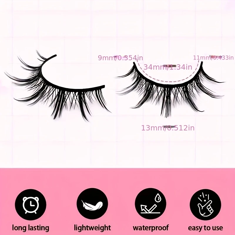 블루밍 - 스타일 인조 속눈썹, 두껍고 자연스러운 슬림 인조 속눈썹, 재사용 가능한 가벼운 속눈썹 연장 메이크업 도구