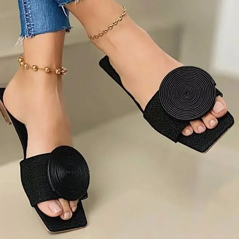 2024 Fashionable Women's Shoes Slingback Women's Slippers Open Toe Daily Slippers Women's Hot Selling Square Toe Flat Slippers