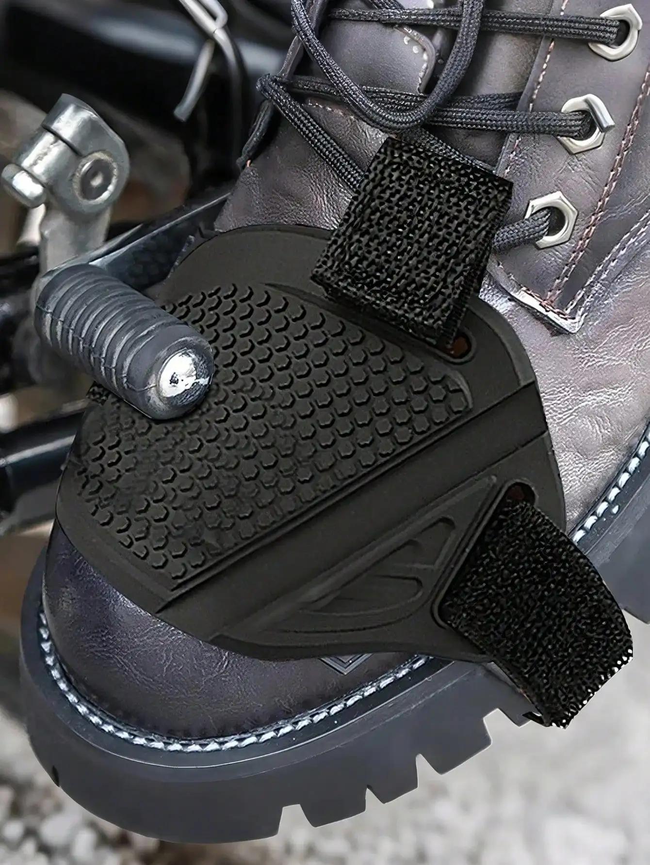 1Pc Motorcycle Gear Shift Shoe Cover - Adjustable Elastic Strap, Honeycomb Anti-slip Texture, Protects Shoe Upper from Abrasion