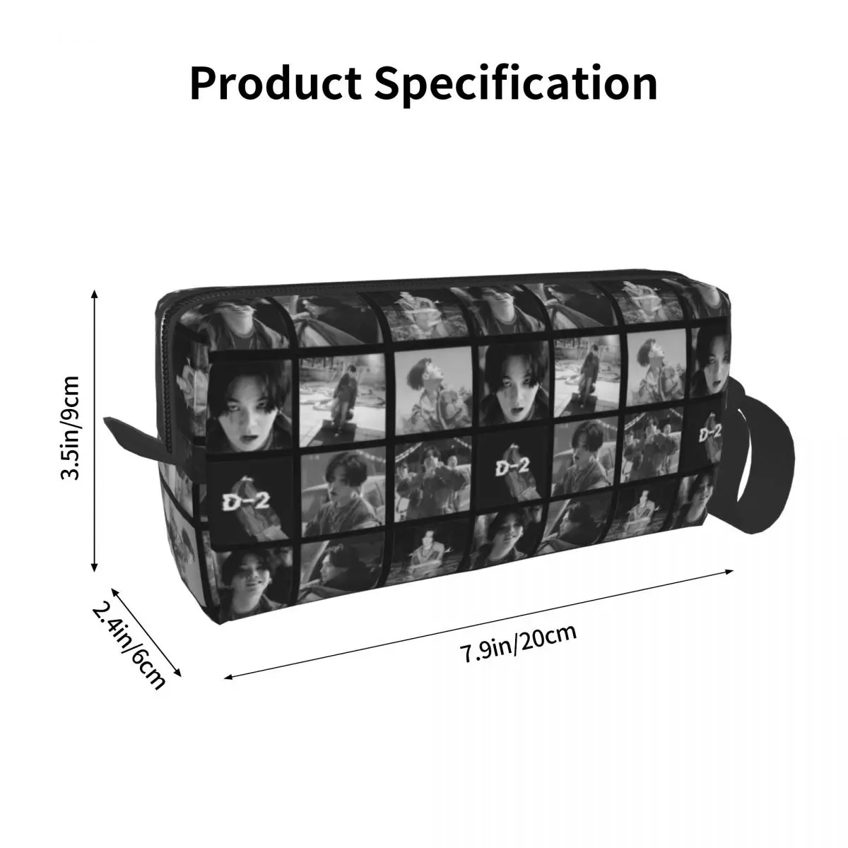 Agust D Collage Large Makeup Bag Beauty Pouch Travel Cosmetic Bags Kpop Portable Toiletry Bag for Women