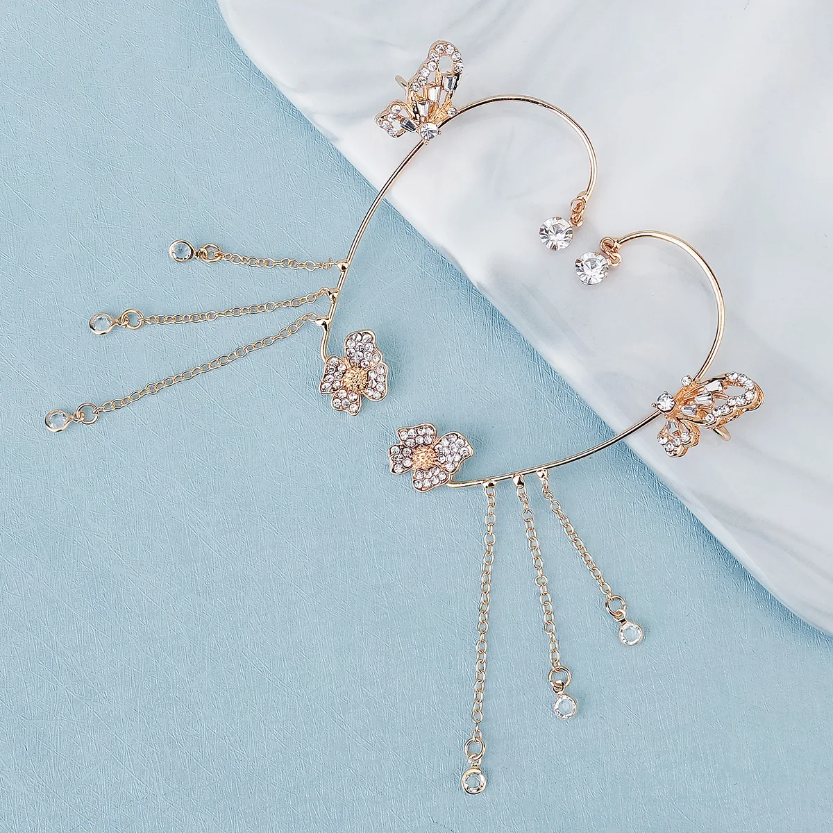 Luxus Königin Ohr Knochen Clip Exquisite Strass Kristall Ohrringe Party Braut Schmuck Zubehör Für Frauen Wichtige Anlass – Detail 20