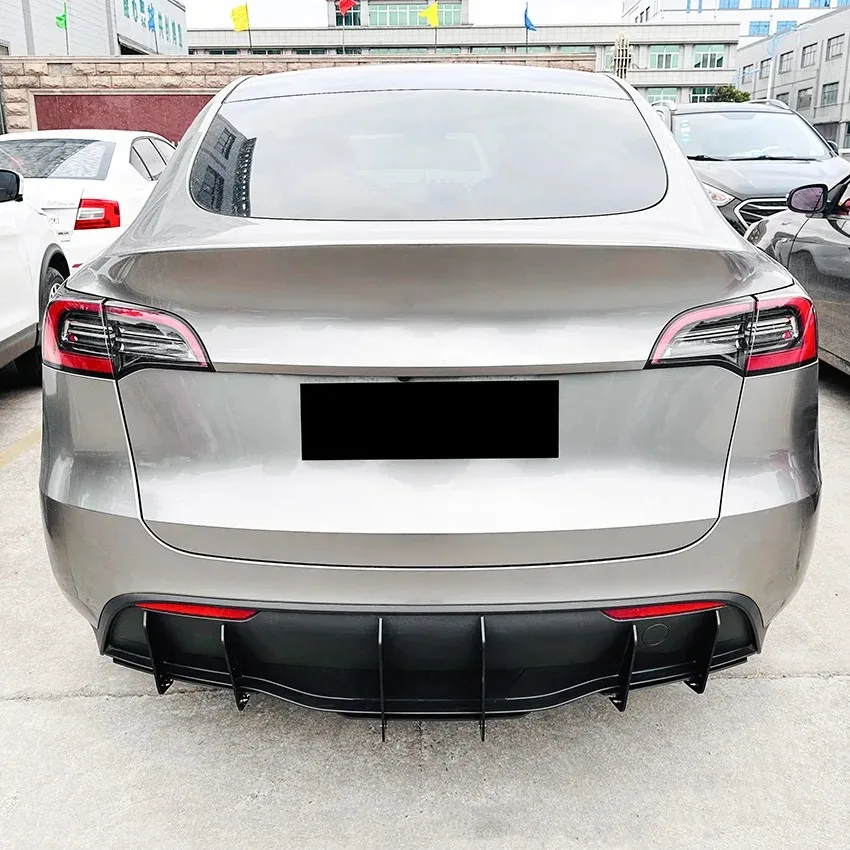 Car Rear Bumper Diffuser Lip Black Lower Valance Bracket Splitter Spoiler Plate Trim For Tesla Model Y 2019 2020 2021 2022 2023+