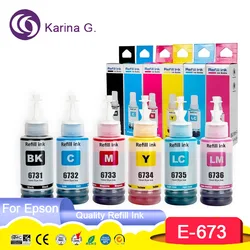 Karina.G 673 T673 T6731 Premium Color Compatible Bottle Refill Tinta Eco Encre Ink for Epson L800/L805/L810/L850/L1800 Printer