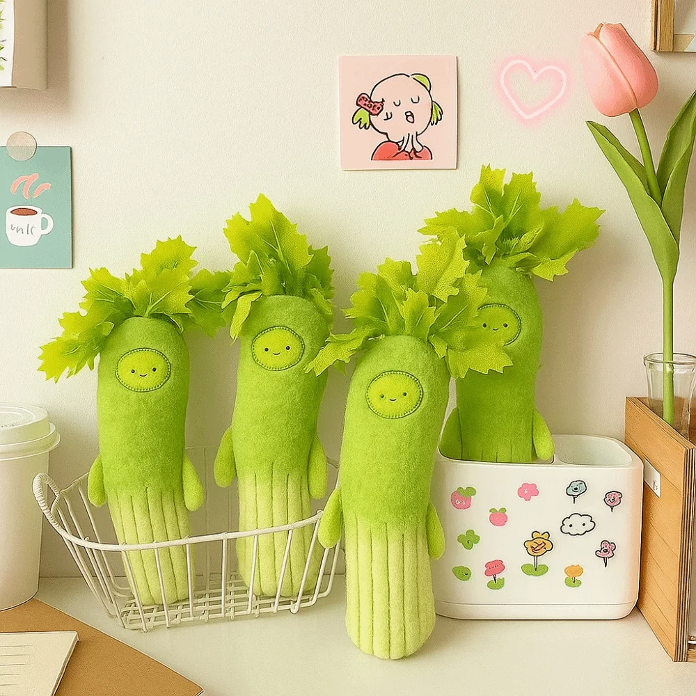 Cute Design Cartoon Celery Plush Keychain Plush Material Handmade Backpack Decorative Pendant Decorative Style Soft