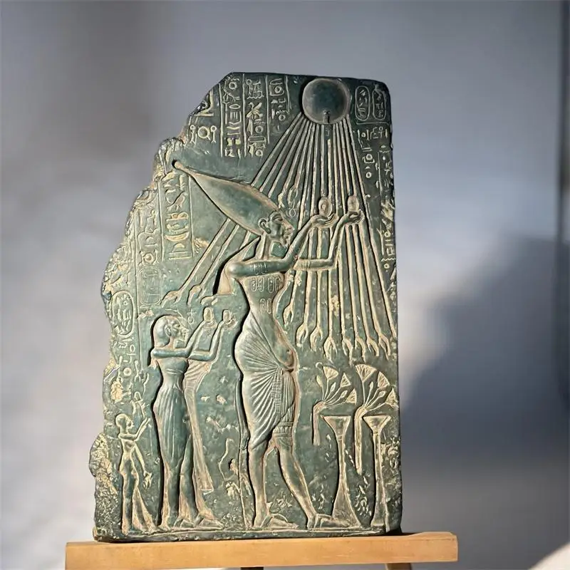 

Replica of ancient Egyptian statues, Atun, Akhenaten, historical reliefs, art aids, home desktop decoration ornaments