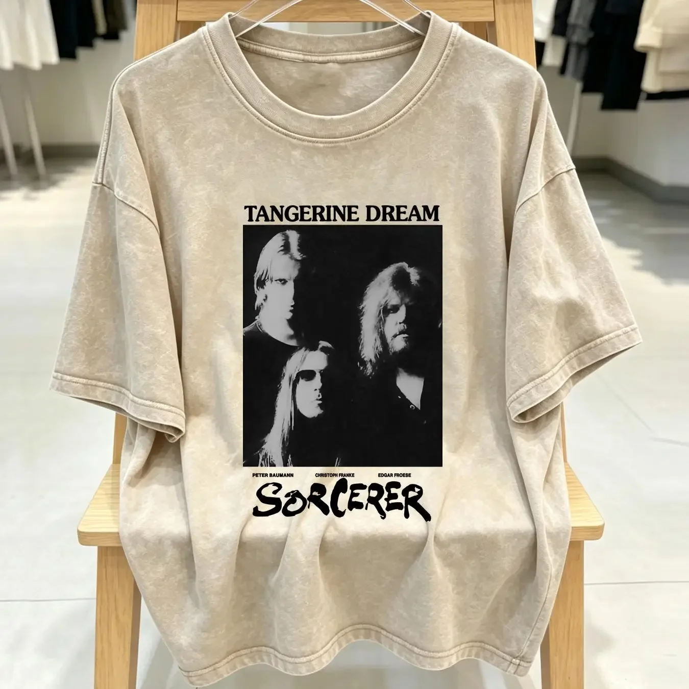 washed T Shirt Tangerine Dream kraut rock Germany Can Neu Kraftwerk Cluster Sorcerer long or short sleeves vintage Washed homme