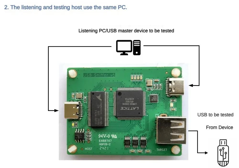 Open Source Portable USB Sniffer USB2.0 USB1.1 Wireshark Bus Protocol Analyzer