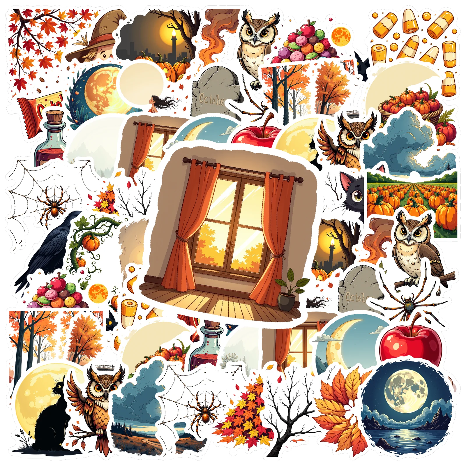 

35 шт.-70 шт., тематические наклейки на осень, яркие забавные наклейки, детские наклейки для детей, наклейка для ноутбука, багажа, скрапбукинга, дневника