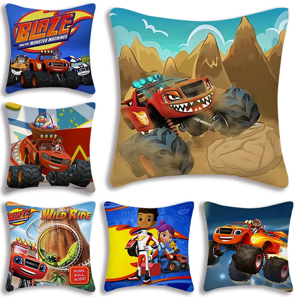 

B-Blaze and the Monster Machines Pillow Covers Cartoon Sofa Decorative Home Double-sided Printing Short Plush Cute Cushion Cover