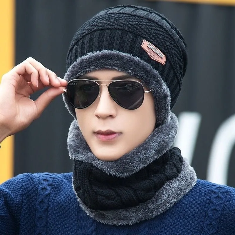 2026 Winter Beanie Hats Scarf Set Thick Warm Slouchy Beanies Hat for Men Women