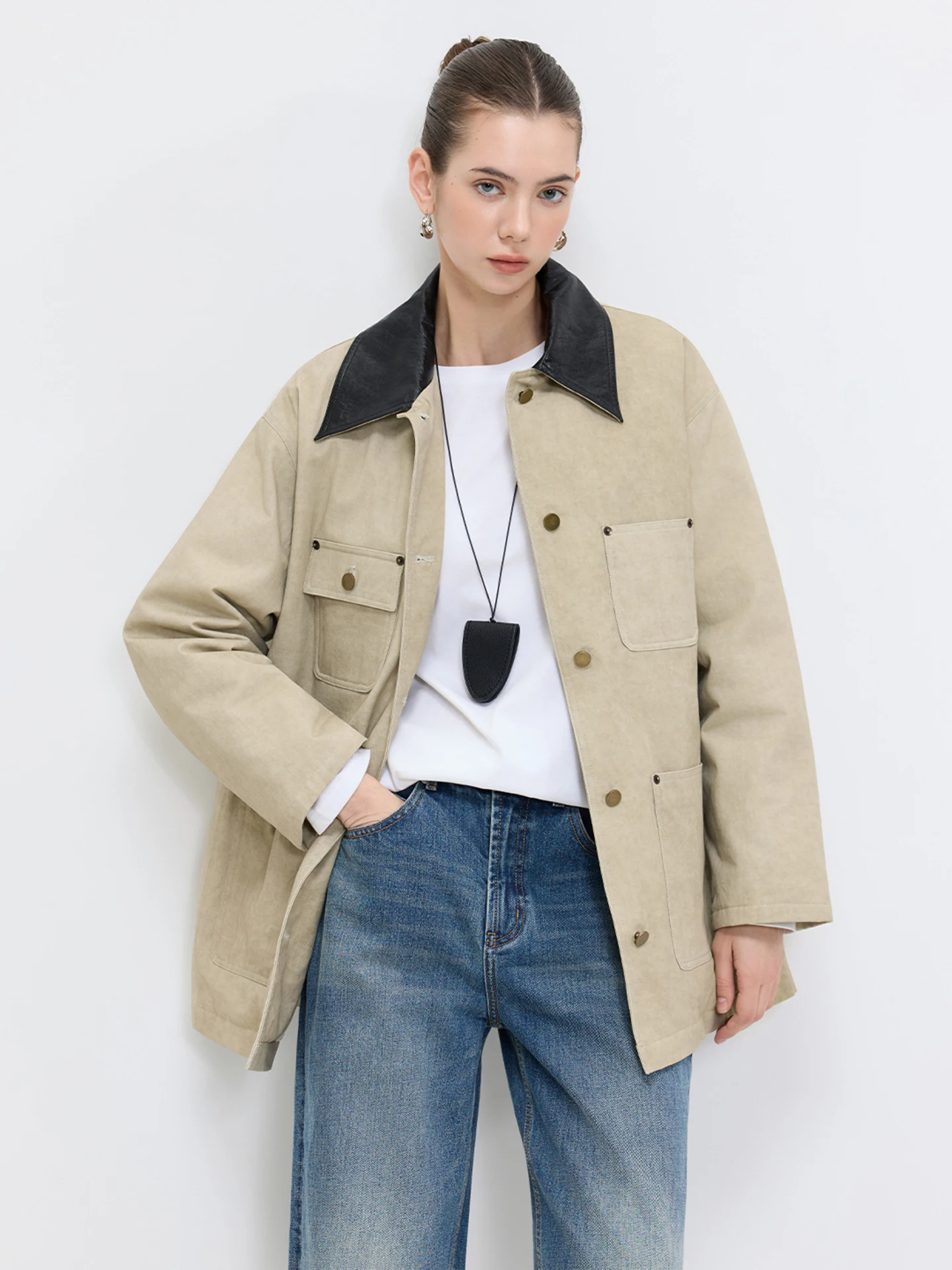 

Зимняя женская теплая куртка LUR 2025 с 90% белым утиным пухом, простой воротник, для работы, с длинными рукавами, стандартный крой