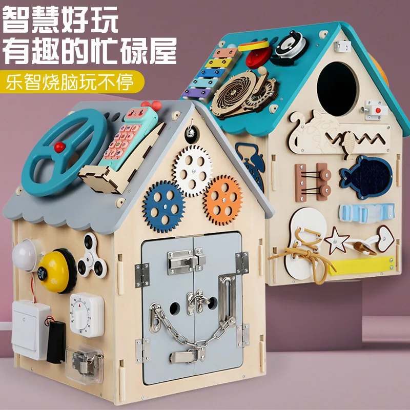 Unlocking telephone busy board, Montessori teaching aids, science and education wooden toys c