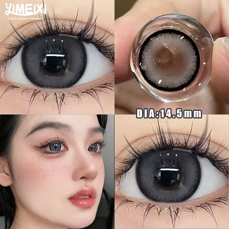 YIMEIXI 1 Pair Myopia Colored Contact Lenses for Eyes with Prescription Natural Fashion Color Lenses Beauty Pupil One Year Use