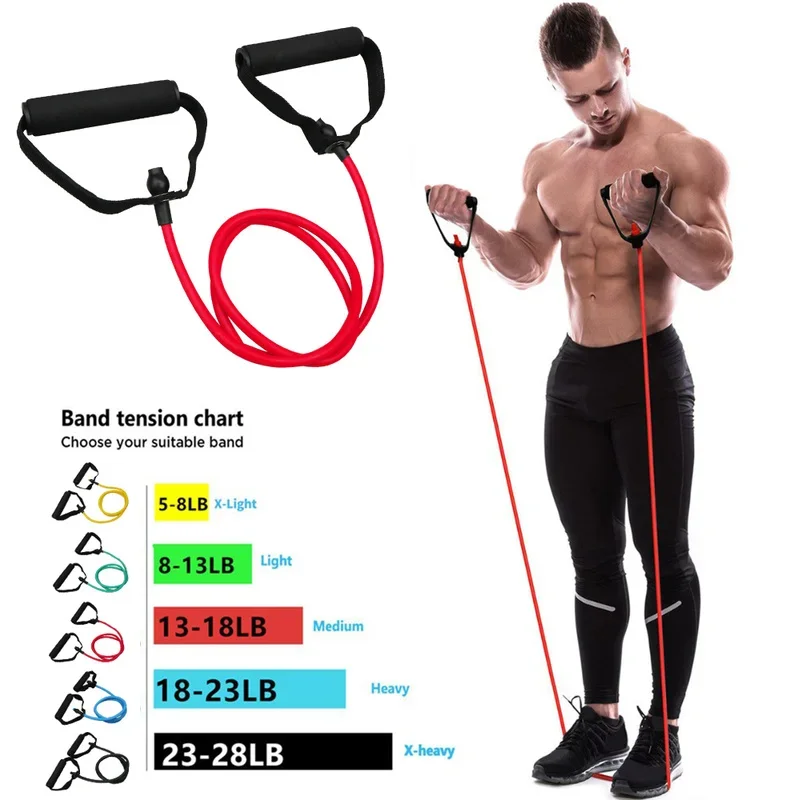 5 Levels Resistance Bands with Handles Training Exercise Tube Band Pull Rope Fitness Elastic Bands Workouts Strength Equipment