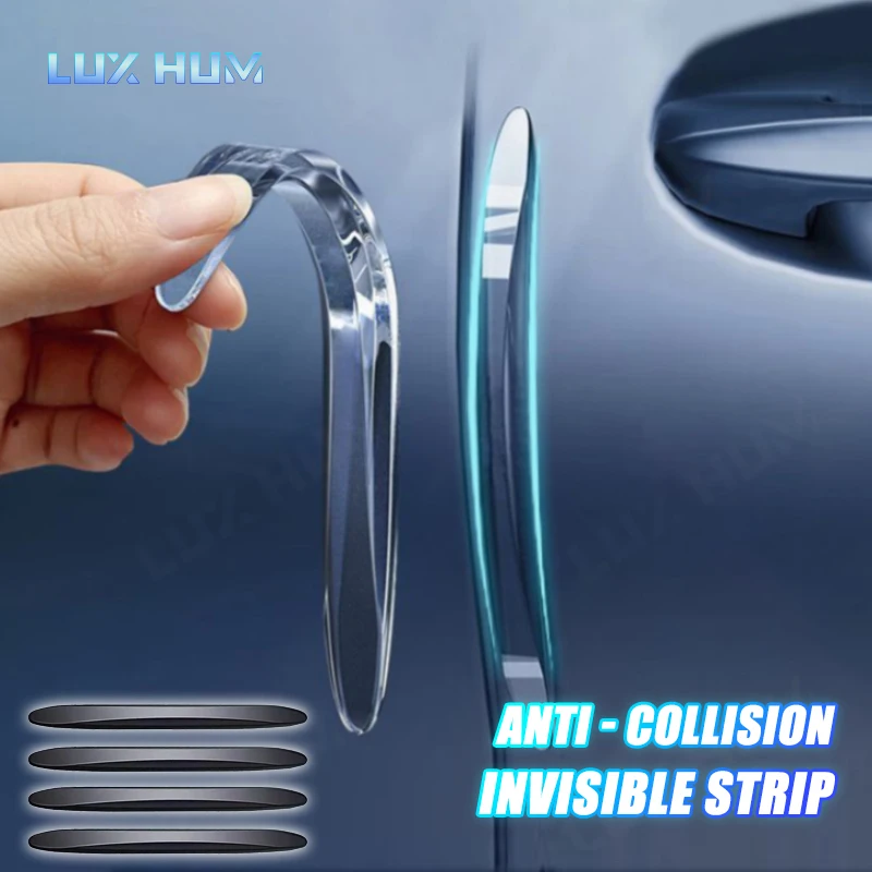4Pcs Car Door Edge Guard Flexible PVC Side Door Protector Waterproof Self Adhesive Anti-Collision Protection Strip Universal