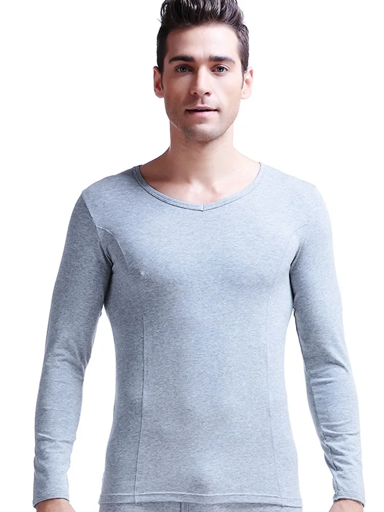 Men's thin cotton v-neck slim-fit basic underwear single-piece youth autumn clothes warm top bottoming shirt