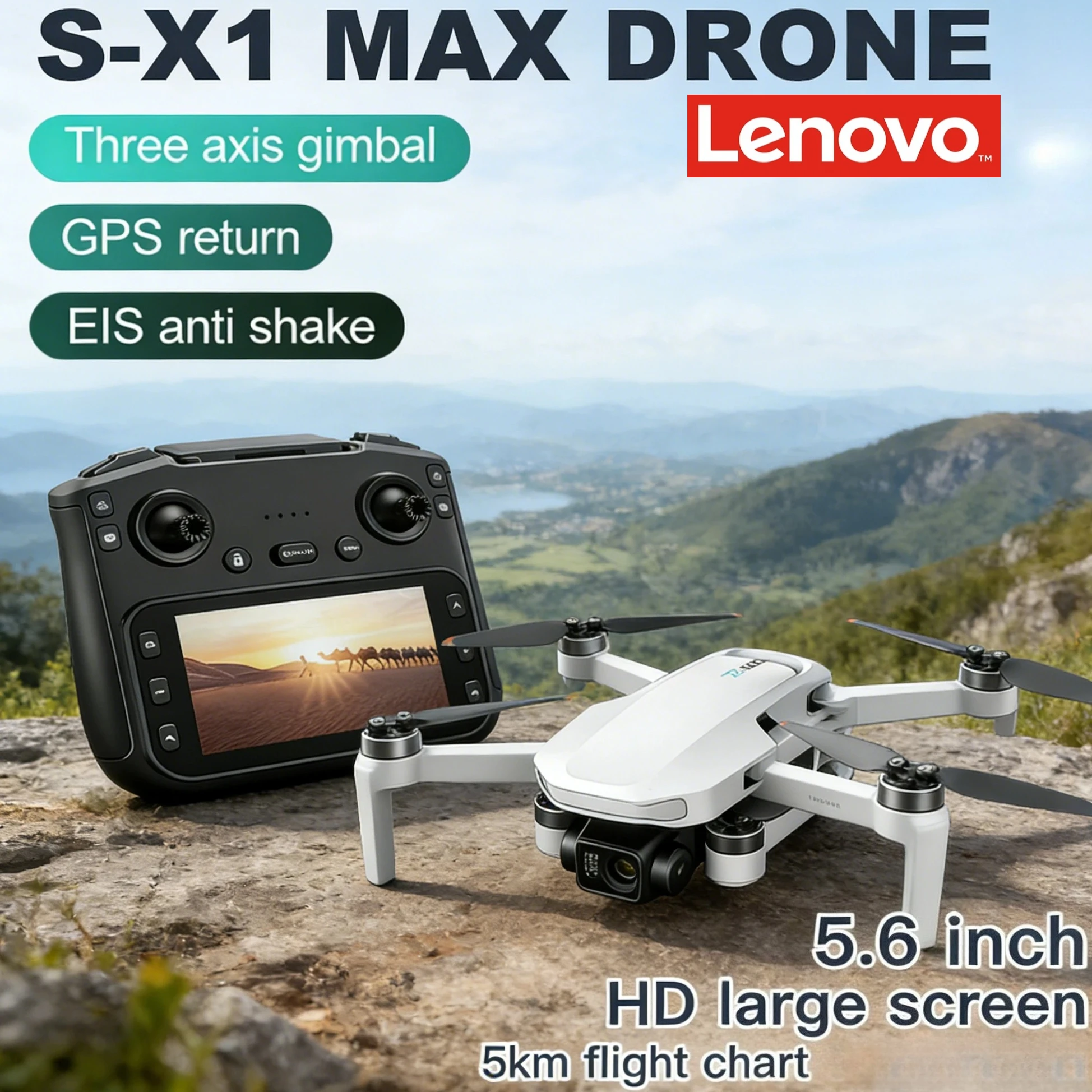 Drone GPS Lenovo S-X1 avec caméra professionnelle 8K HD, nacelle stabilisée 3 axes, évitement d'obstacles WIFI, quadricoptère brushless, cadeau jouet
