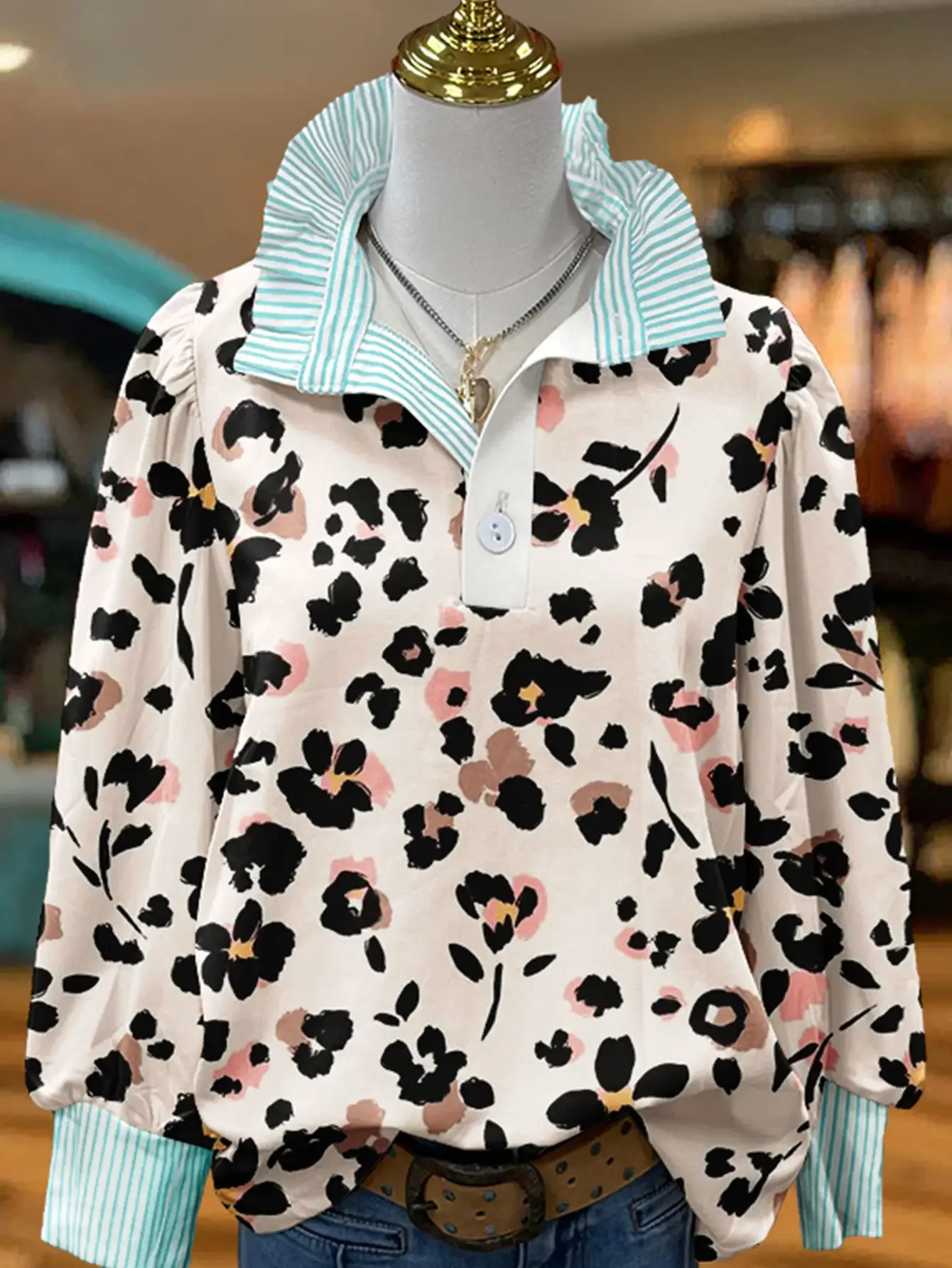 2026 Women's Top Spring and Autumn Winter Women's Stand up Collar Shirt Long Sleeve,Casual pullover shirt top