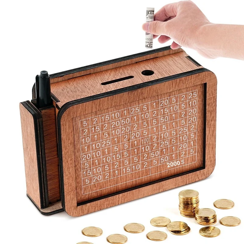 Best-Wooden Money Box With Cash Vault Design, Wooden Piggy Bank, Cash Vault Wooden Savings Box, Money Box With Money