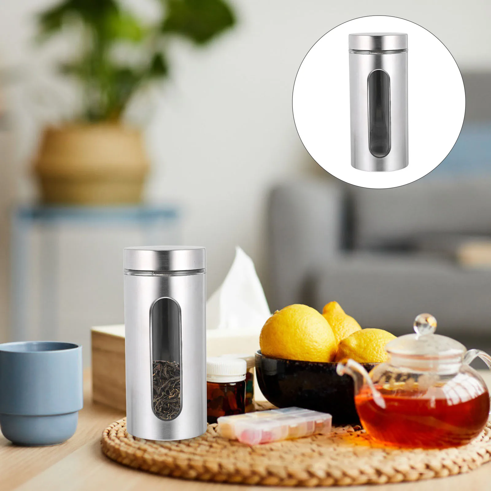 

1Pcs Sealing Storage Jar Glass Stainless Steel Seasoning Container for Salt Pepper Coffee Dried Food Kitchen Organizer