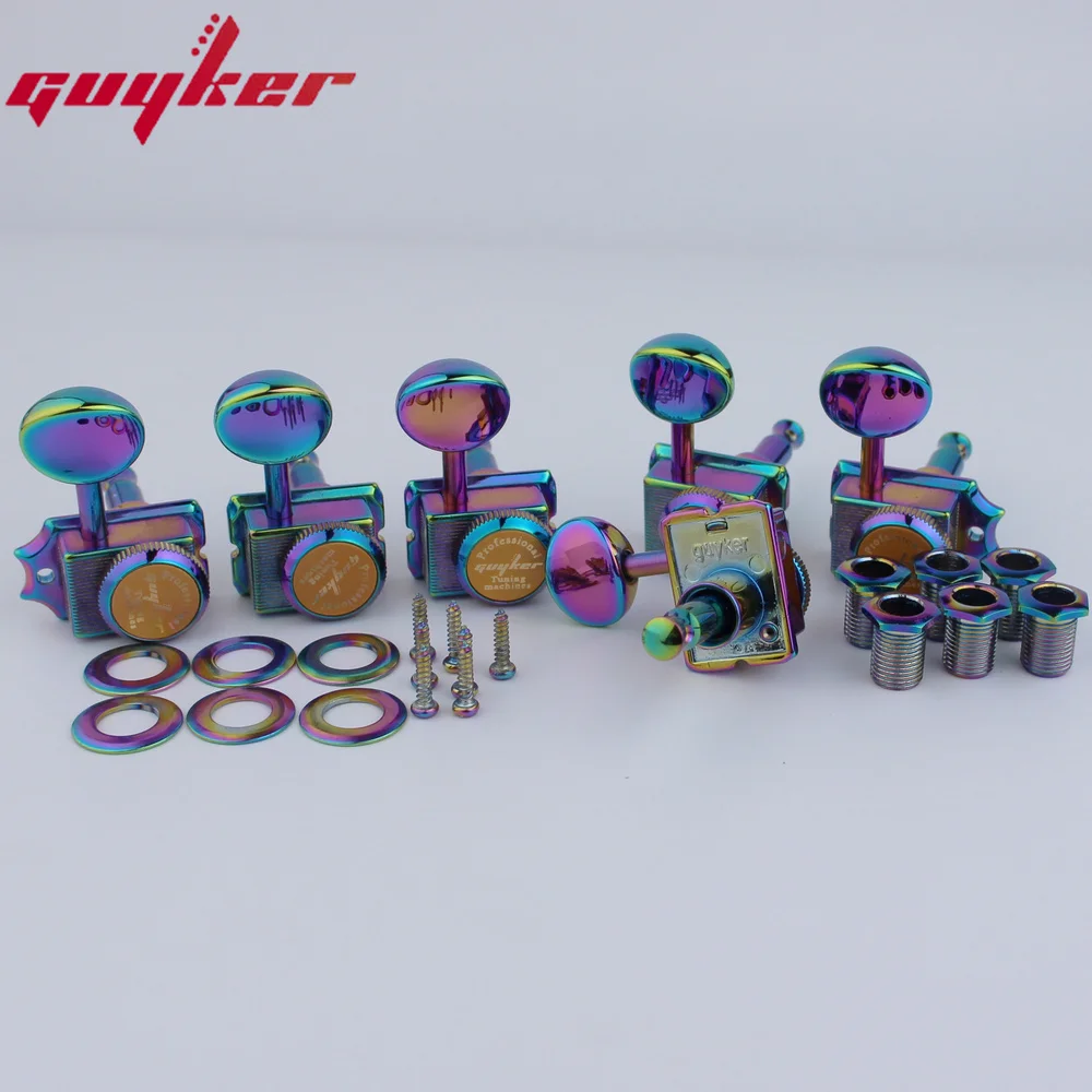 Vintage Locking Tuners Nut Style Electric Guitar Machine Heads Chameleon Rainbow For ST TL Guitar Tuning Pegs Gear ratio 1:15