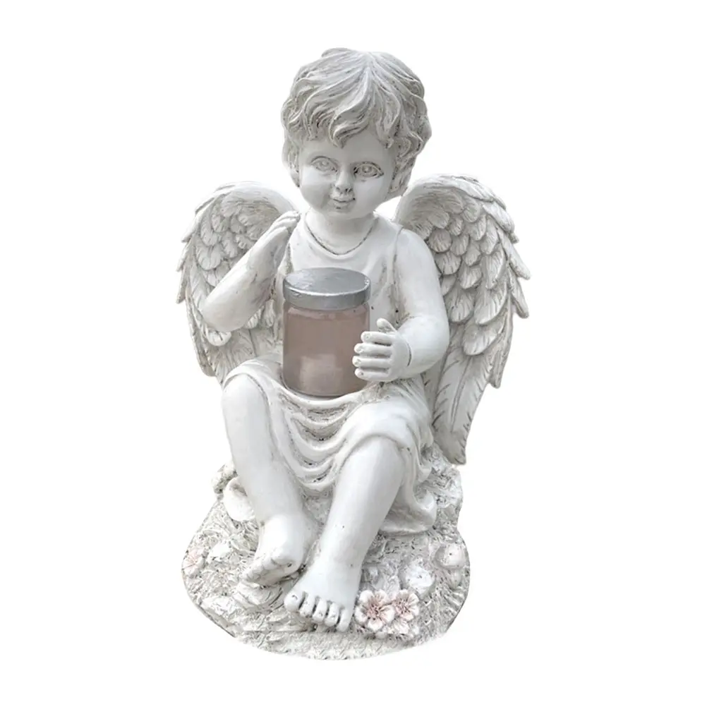 

Resin Angel Statue Solar Garden nament Durable Decor Lawn Adornment Outdoor Small Decor Housewarming Gift Yard Park Decorating