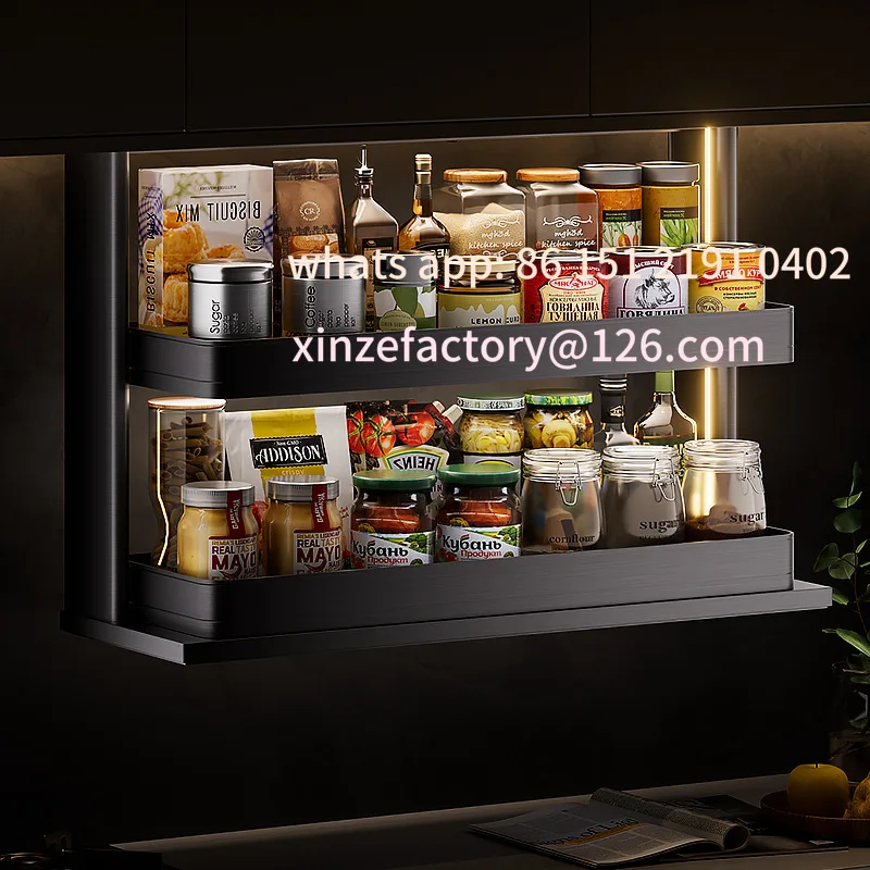 

Customizable voice-activated press vertical drop electric kitchen cabinet lift basket