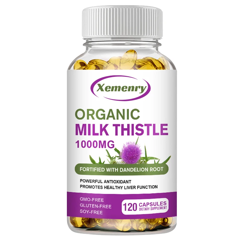 Milk Thistle Capsules 1000 Mg Silymarin & Dandelion Root for Liver Health, Cardiovascular Protection, Antioxidant Detox Support