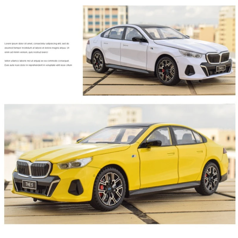 1/24 مقياس BMW 530LI 5 سبيكة سيارة نموذج التراجع لعبة مركبة الضوء والصوت نموذج سيارة لعبة أطفال هدية مصغرة Voiture