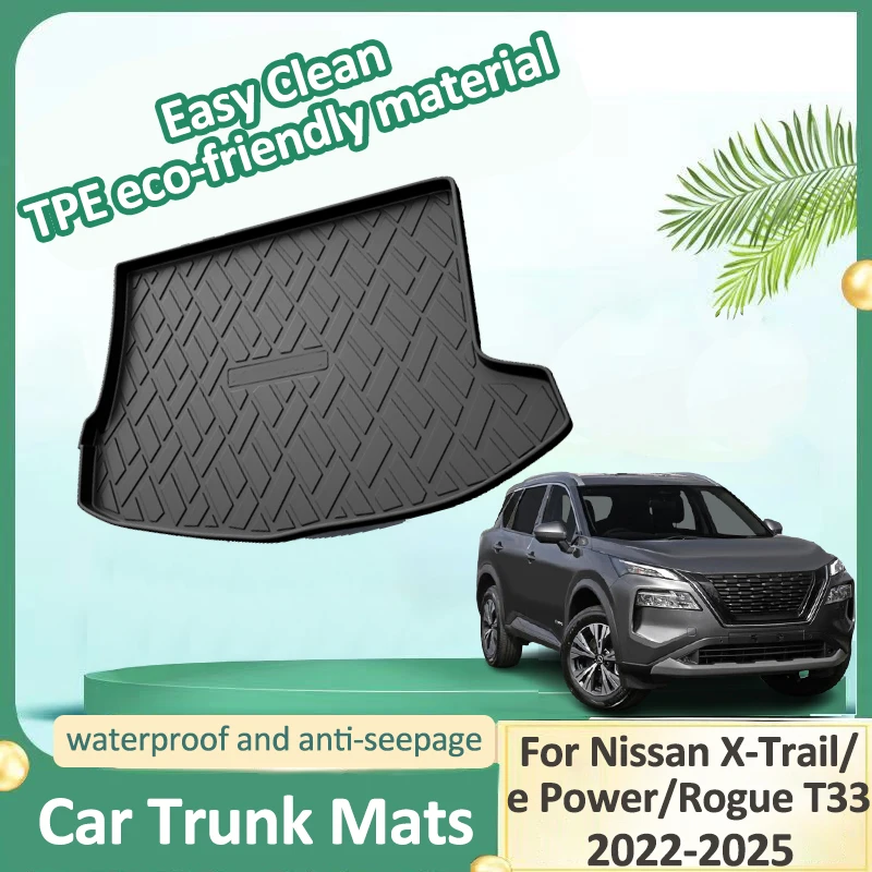 Car Trunk Mat For Nissan X-Trail T33 2022 2023 2024 2025 Rogue XTrail e-Power Carpet Cargo Liner TPE Storage Pad Car Accessories