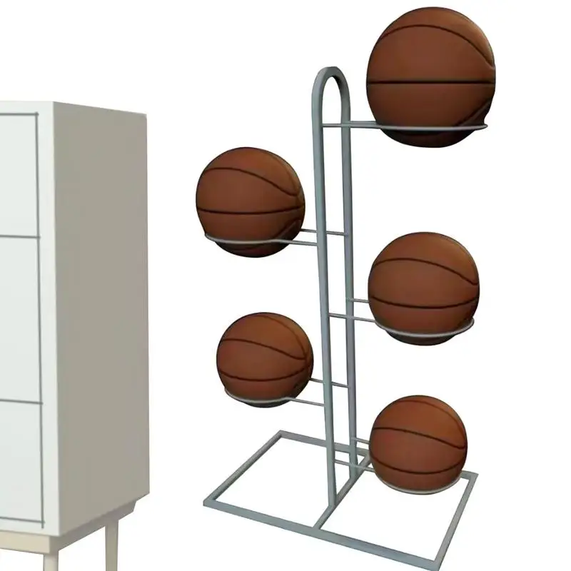 

Vertical Ball Storage Rack 5 Tiers Football Holder Soccer Stand Athletic Gear Basketball Organizer Stand Basketball Rack For