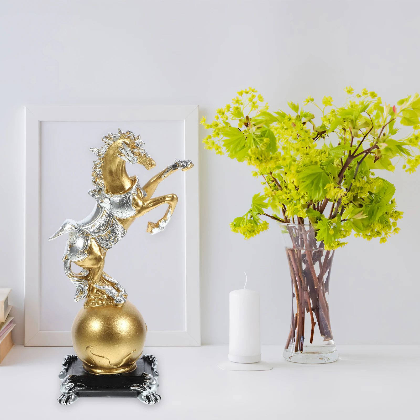 

Resin Horse Ornament Decorative Standing Sculpture Tabletop Decor Home Office Living Room Horse Decoration Office Table Decor