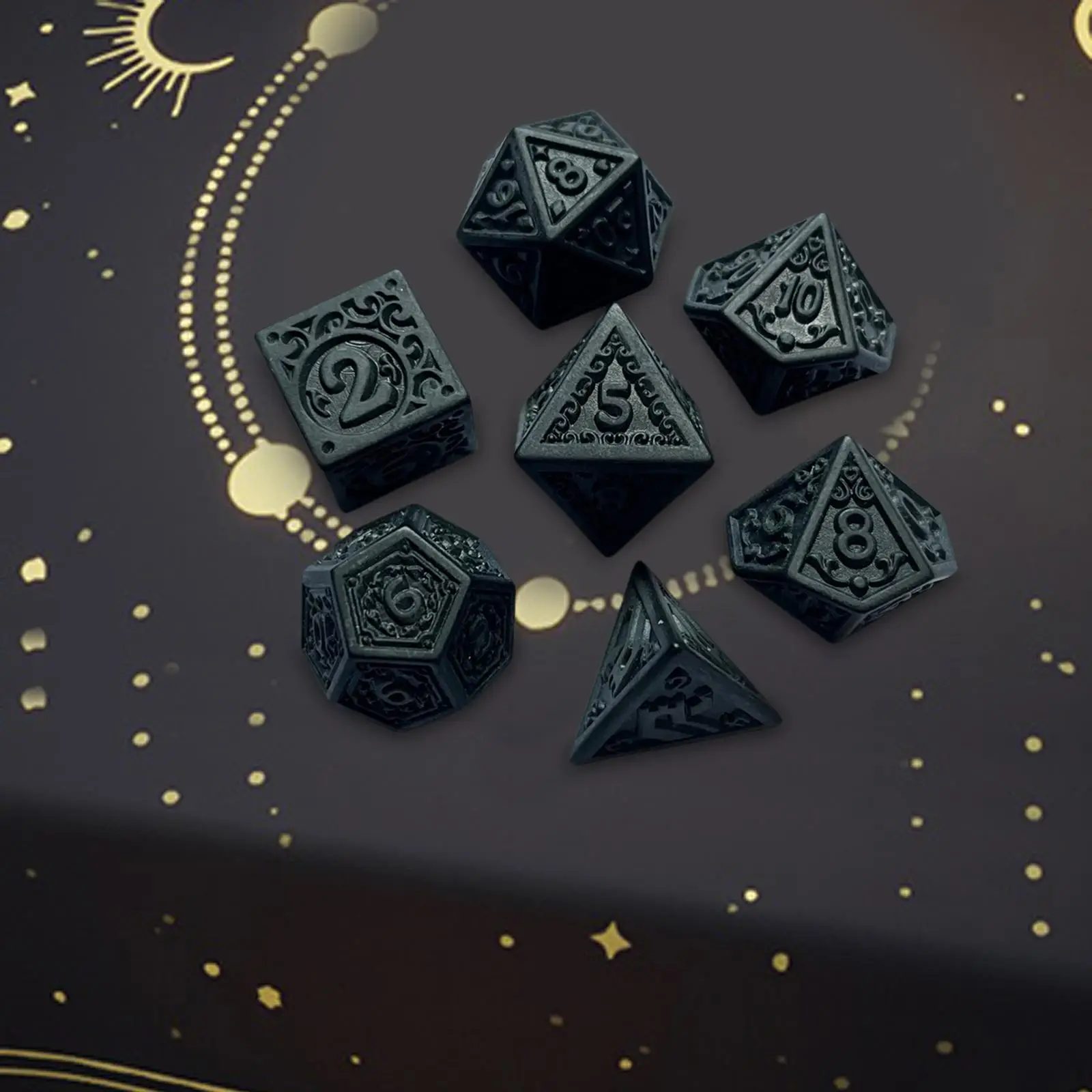 7 Pieces Polyhedral Dice Black Party Favors Multisided Dice for Role