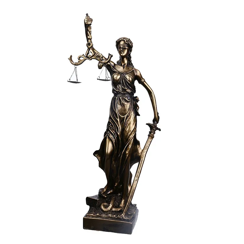 

Resin Customized Imitation copper Statue of the Goddess Themis Sculpture, Lawyer's Office, Fairness, Justice Scale Decoration