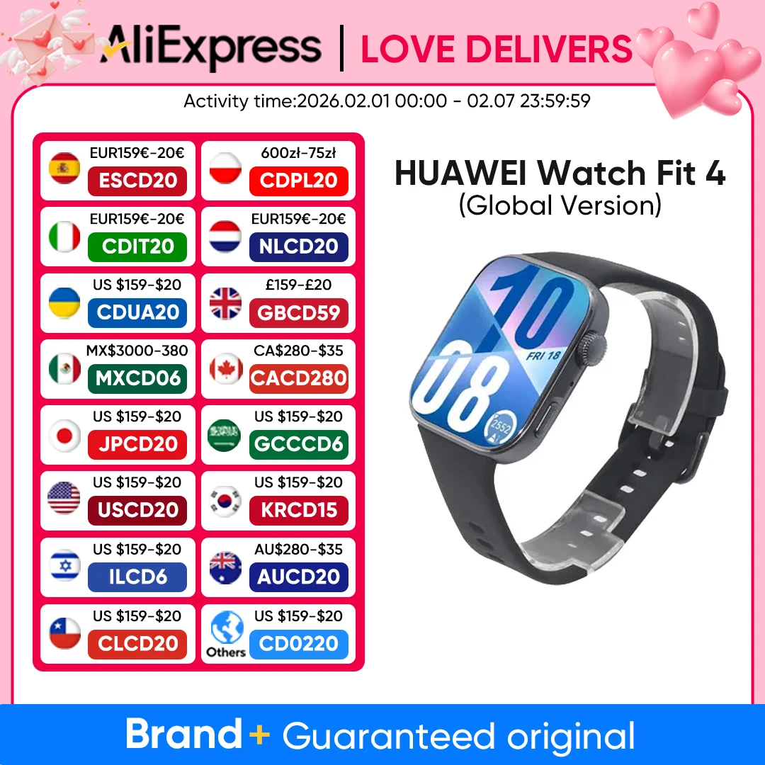 

2025 Новые часы HUAWEI Fit 4 Smartwatch 1,82-дюймовый AMOLED-дисплей Ультратонкий дизайн 100 спортивных режимов до 10 дней Срок службы батареи 5 АТМ