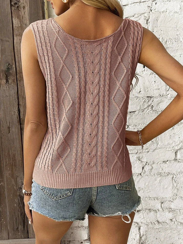 เสื้อถักคอวีทรงหรูหรา สไตล์ฤดูใบไม้ผลิ-ฤดูร้อน ประดับเพชร ลายเกลียว สำหรับผู้หญิง