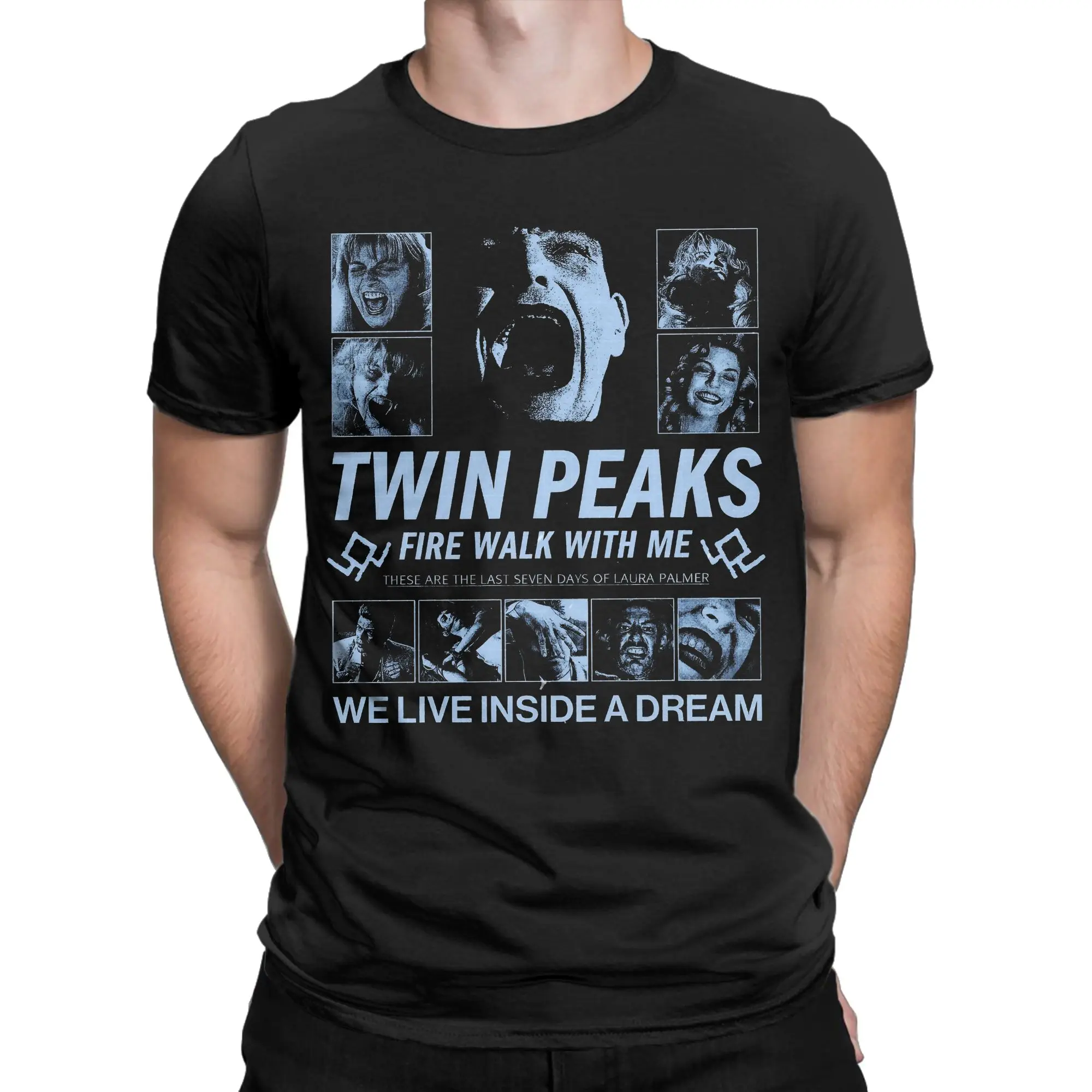 Twin Peaks Fire Walk With Me Men's T Shirts Laura Palmer Crazy Tee Shirt Short Sleeve Crewneck T-Shirt Cotton Gift Idea Clothing