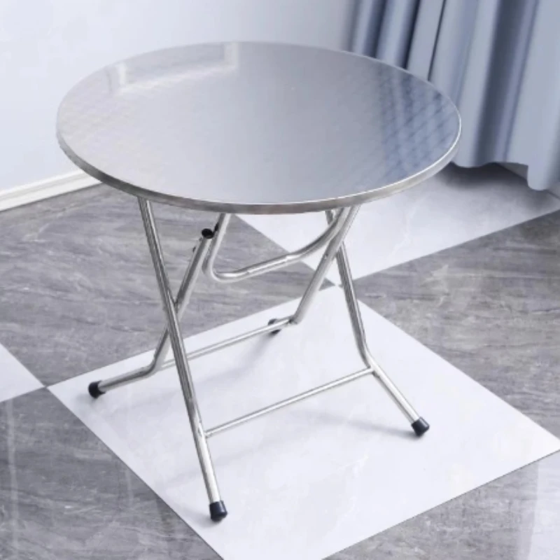 Heavy Duty round Folding Table 304 Stainless Steel for Kitchen Dining Indoor Outdoor