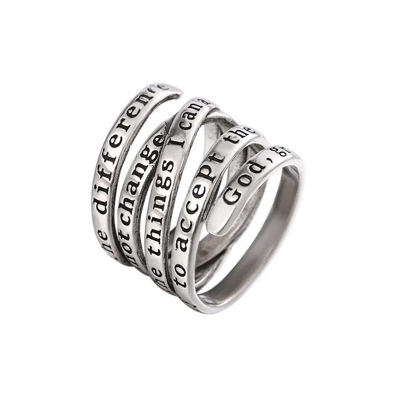 925 Sterling Silver Multilayer Letter ​Rings For Women Wedding Luxury Jewelry Accessories Wholesale Jewellery Money 925