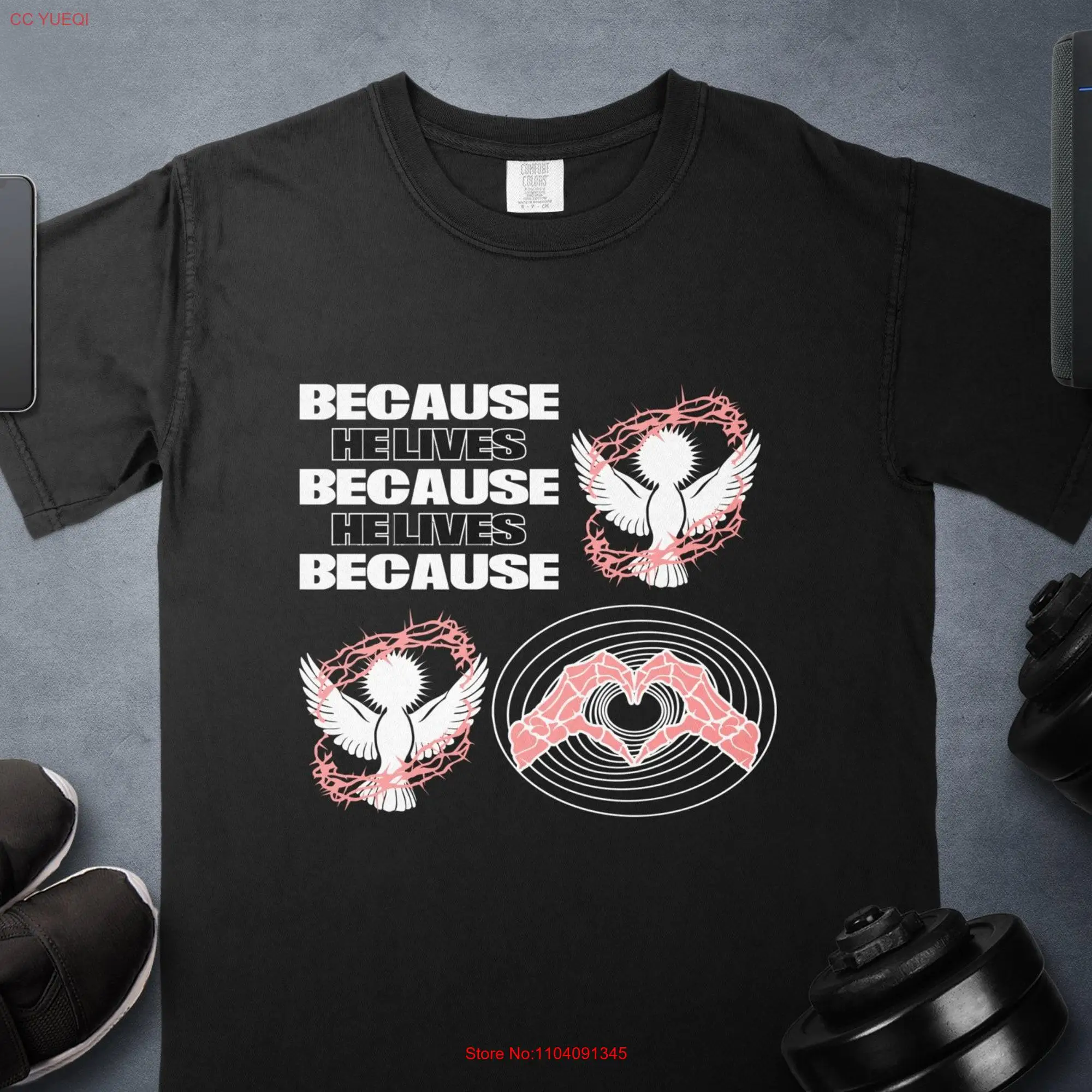 Çünkü Helives hıristiyan inanç T Shirt güvercin ve kalp s ilham dini paskalya tasarım uzun veya kısa kollu