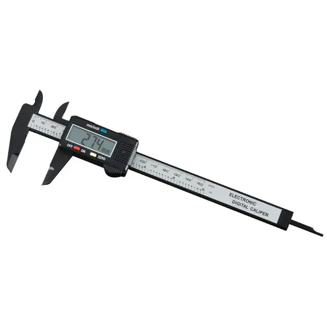 Caliper Vernier Digital serat karbon elektronik, alat pengukur, mikrometer, 0-150mm, LCD 6"