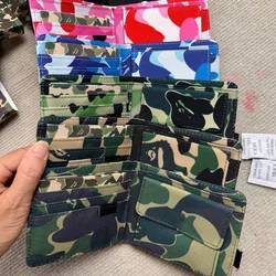 Camouflage Printed Brand Canvas Wallets Two-fold Casual Square Coin Purse Multi-layer Designer Card Holders Unisex Versatile Bag