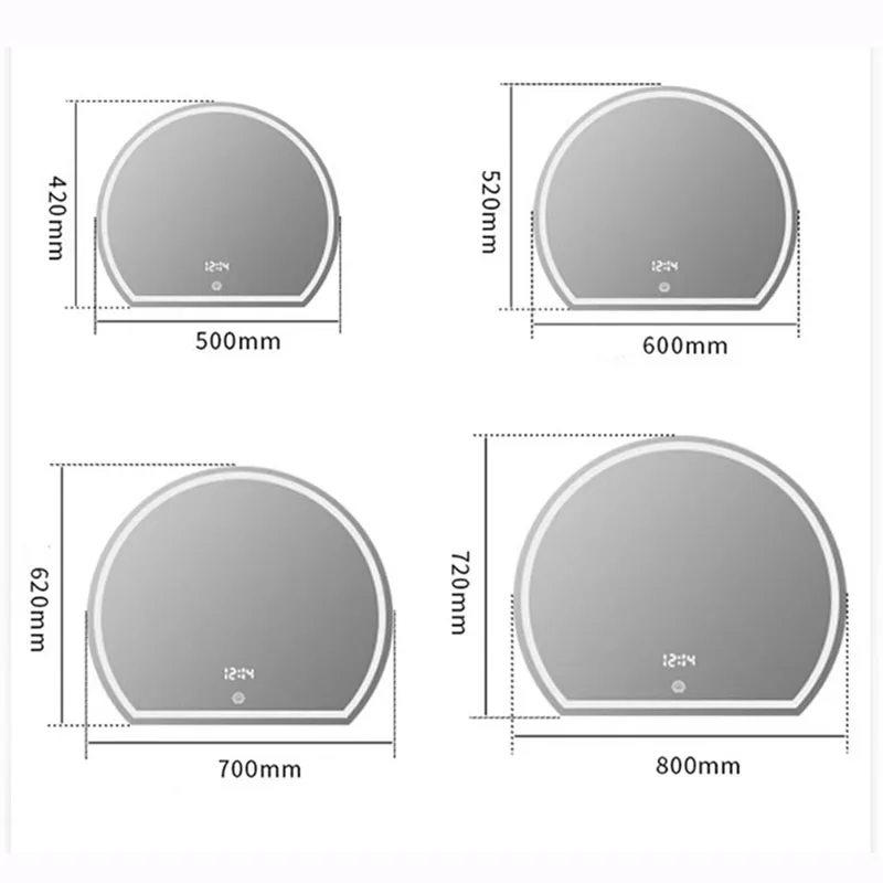 Half Circle Intelligent Dressing Table Bathroom Mmirror Wall Mounted Cloakroom LED Illuminated Makeup Mirrors Home Decoration