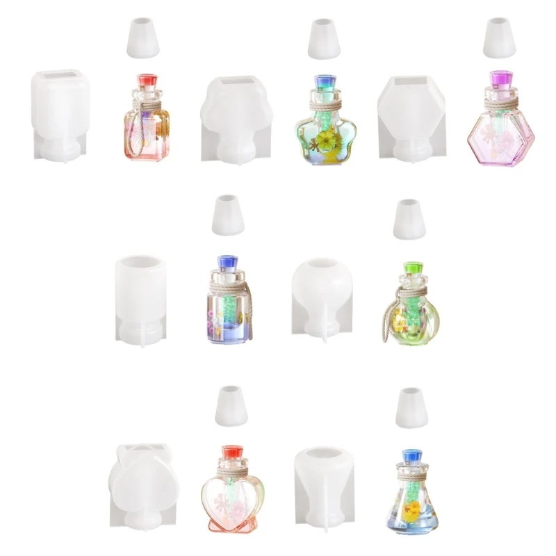 

Drift Bottle Silicone Mold DIYs Crystal Epoxy Resin Star Heart Wishing Bottle Molds Night Decorative Plaster Concrete