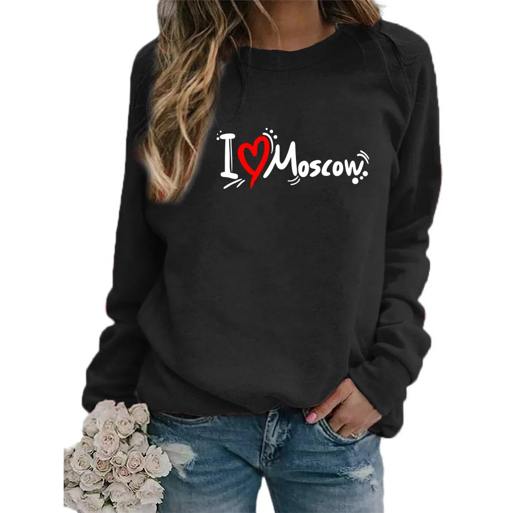 

Ebay I Love Moscow Теплая толстовка с круглым вырезом и обычными рукавами с буквенным принтом для осени и зимы в Европе и Америке