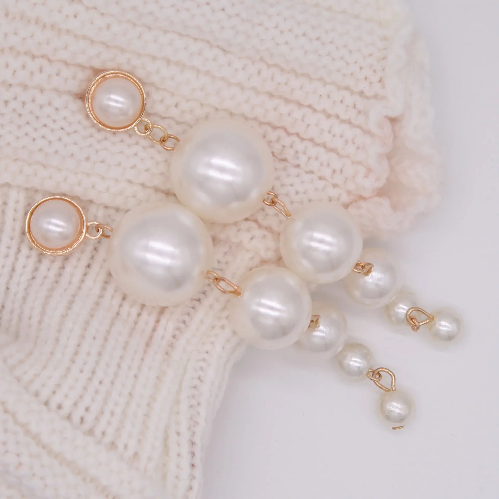 New Fashion Elegant Creation Big Analog Pearl Long Earrings Pearl String Statement Pendant Earrings for Wedding Party Gifts