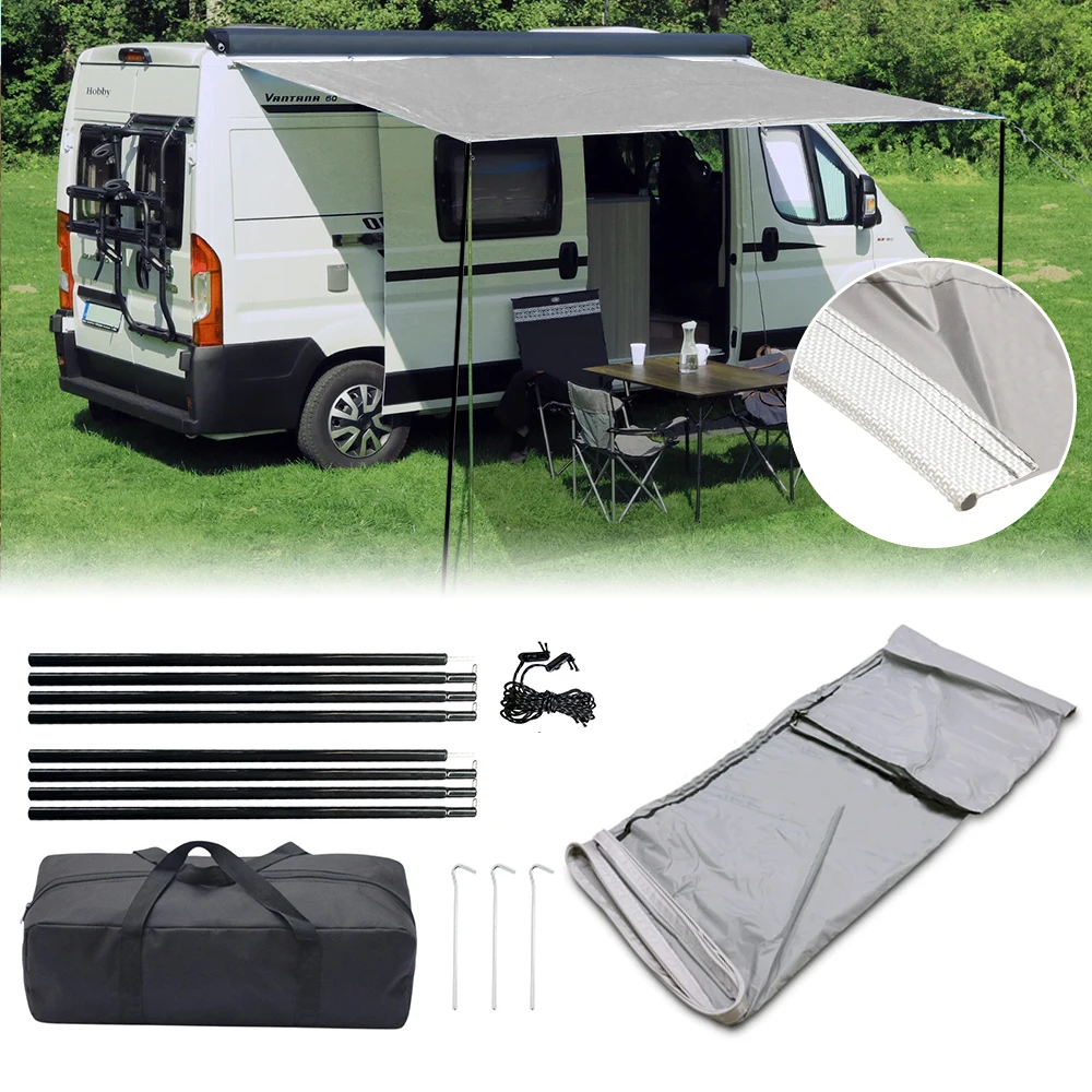 1 Set Camping-Markisen-Überdachung, Sonnensegel für Wohnwagen, Wohnmobil, Wohnmobil, mit Keder-Rohraufsatz, Aufbewahrungstasche, 3 x 2,4 m, Wohnmobil-Teile