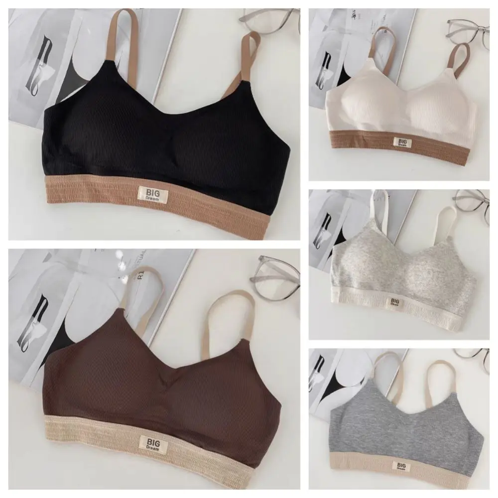 Button Back Full Cup Girls' Students Underwear U-Shape Widen Side Wireless Bra Intimates Sports Brassiere Women Student